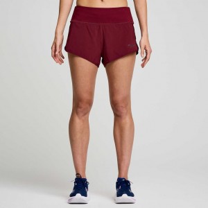 Pantaloncini Saucony Outpace 2.5" Split Donna Bordeaux | ROMA-BFZN