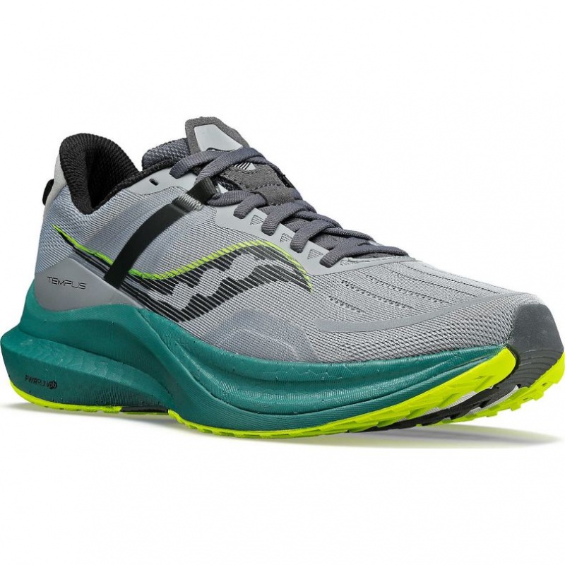 Scarpe Running Saucony Tempus Wide Uomo Grigie Verde Acqua | ROMA-SMQN