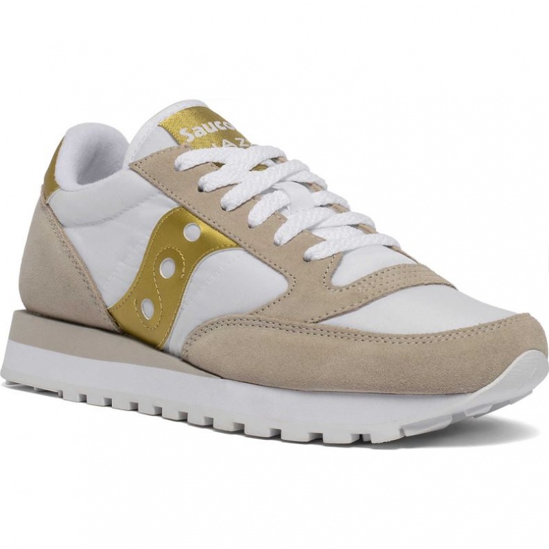 Sneakers Saucony Jazz Original Donna Bianche Beige Oro | ITALIA-HPBR