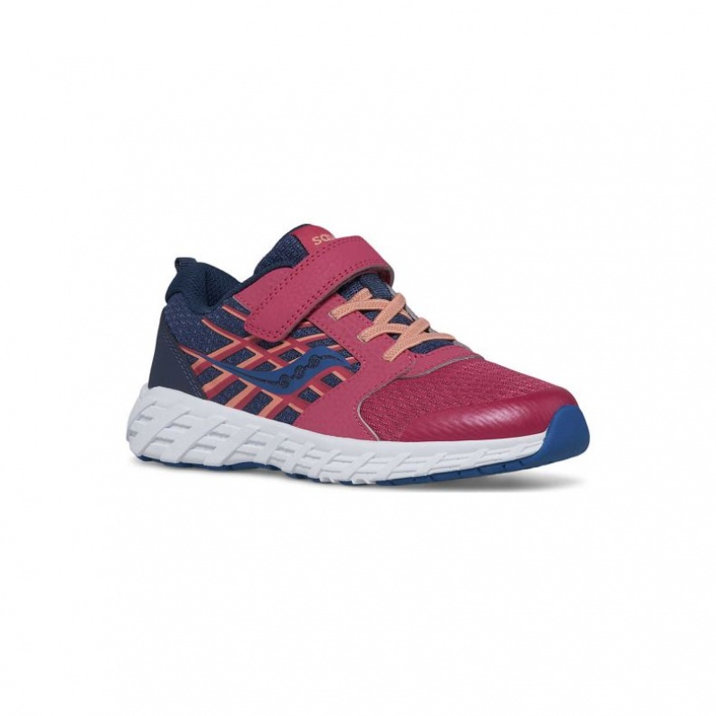 Sneakers Saucony Wind 2.0 A/C Bambini Grandi Blu Marino Rosse | ROMA-SVYA